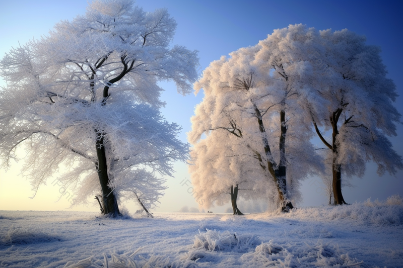冬季阳光照耀下的雪白壮观的雾凇景,高清,摄影图,摄影图片,图片大全,摄影图免费下载